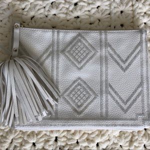 Merona White Tassel Clutch